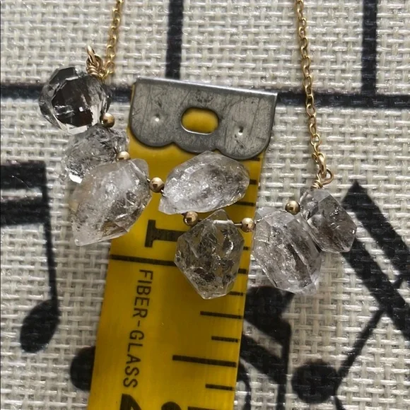 Raw 7 Herkimer Stone Gold Filled Bar and Beaded 20 inch Cable Chain Necklace